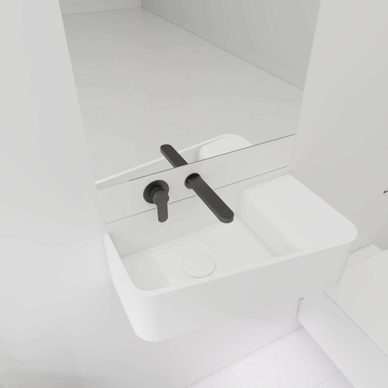 ELEMENTS Wall-Mount Washbasins Bowl on Left w/towel bar INFINITE BATH