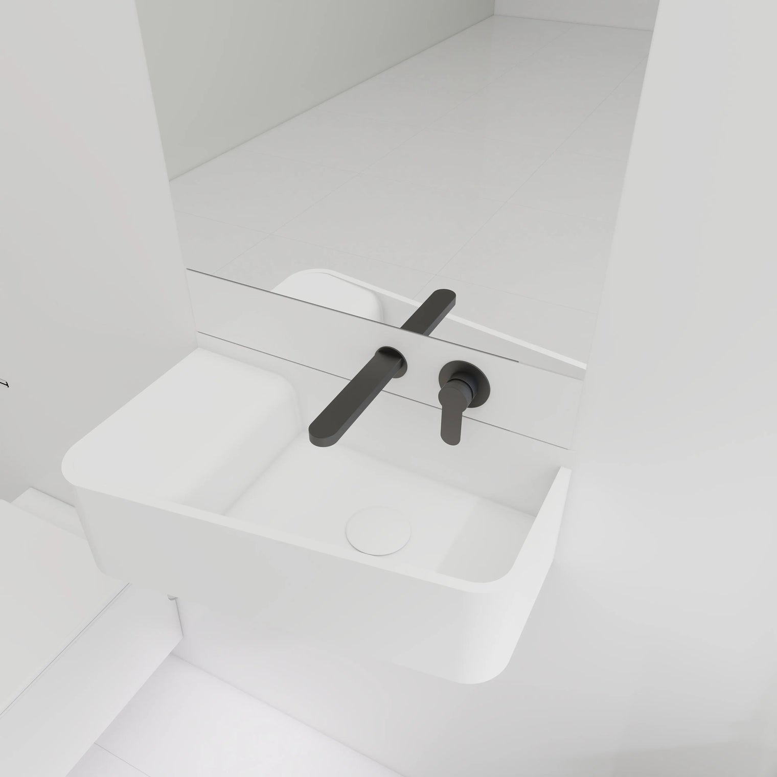 ELEMENTS Wall-Mount Washbasins Bowl on Right w/towel bar INFINITE BATH