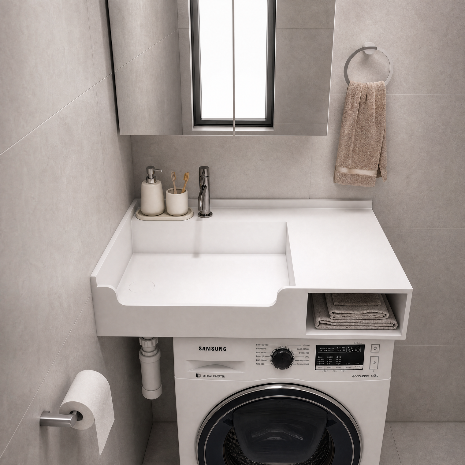PURE Laundry Sink WM 80L w/Shelf