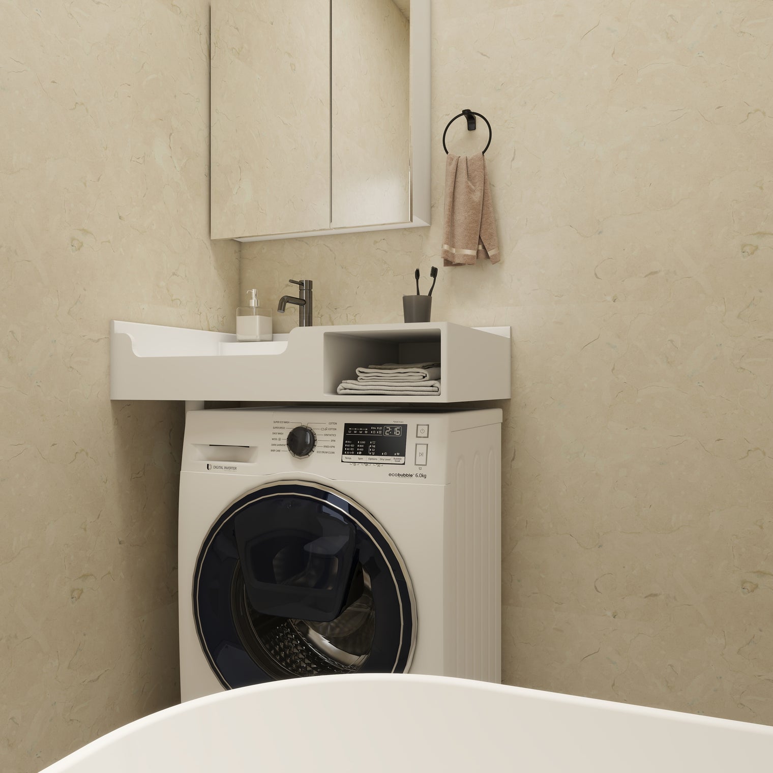 PURE Laundry Sink WM 80L w/Shelf