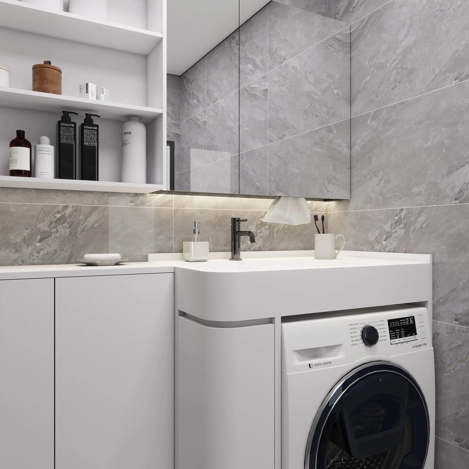 PURE Laundry Sink 85LH Curve Combo