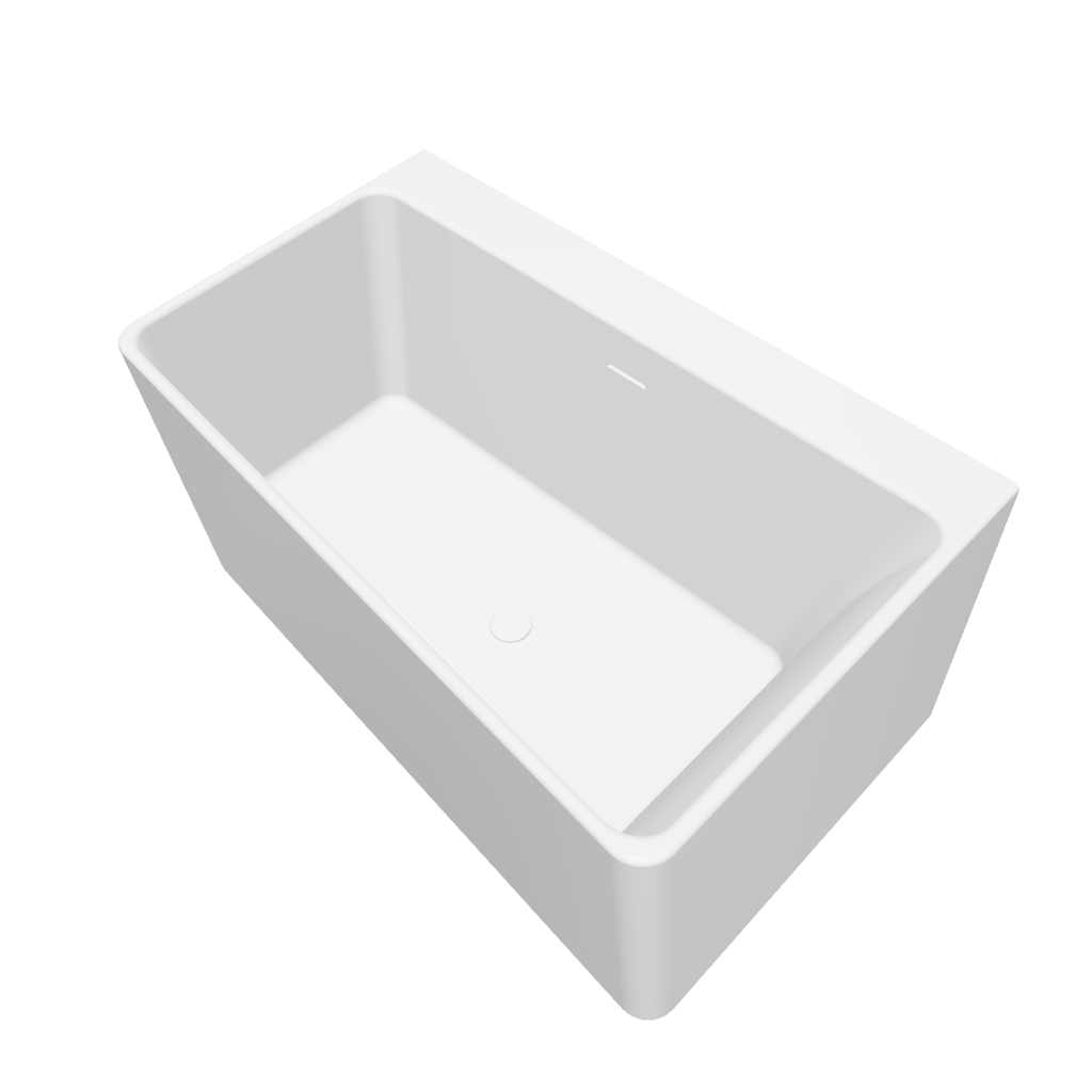 Venice 120L Freestanding Designer Rounded Rectangle Solid Surfaces Back-To-Wall Bathtub Venice系列1米2圓角長方型人造石設計師獨立靠牆式浴缸採用特別溢水設計