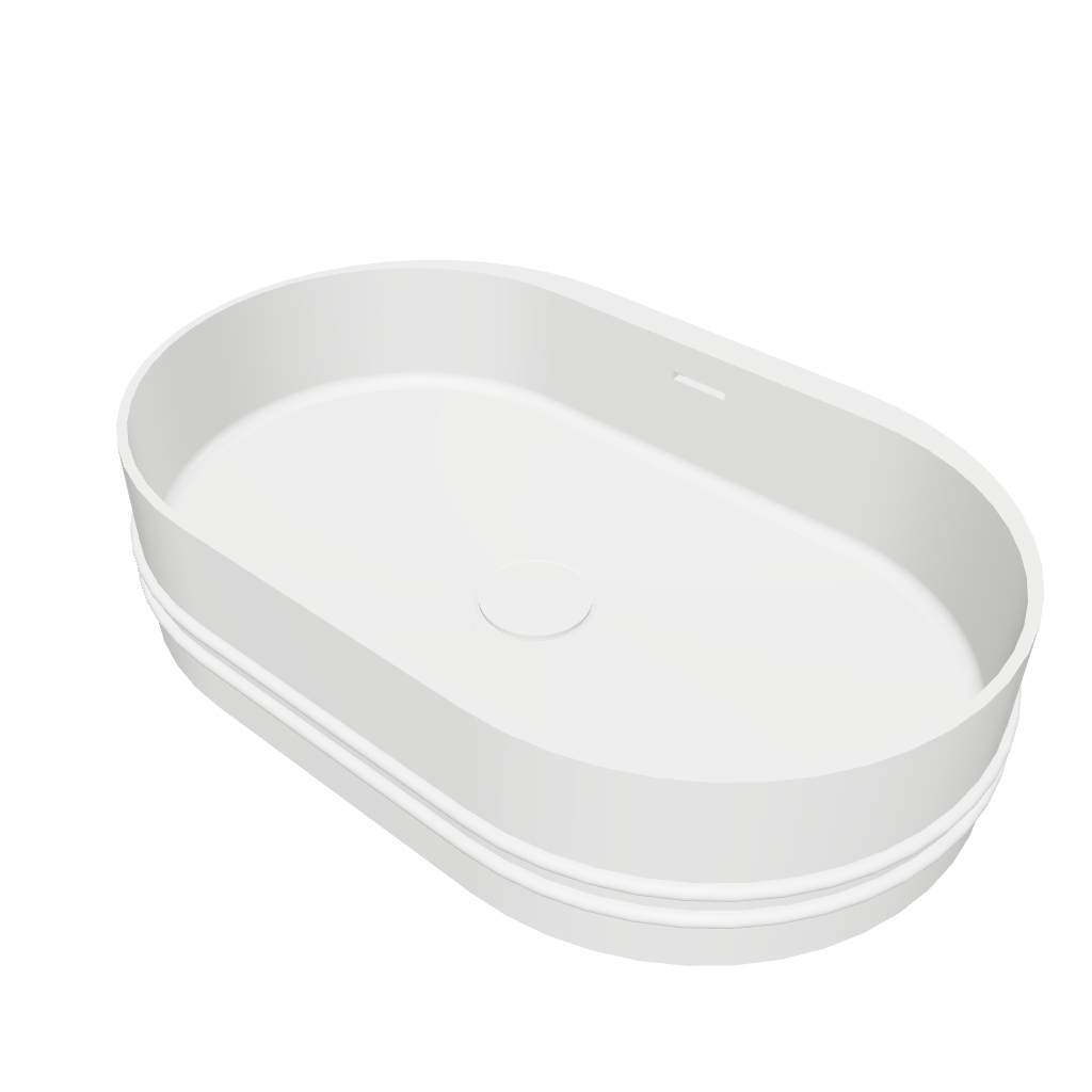 Foggie 55 Designer Solid Surfaces Overcounter Washbasin Foggia系列55CM橢圓型人造石設計師檯上式臉盆採用特別溢水設計