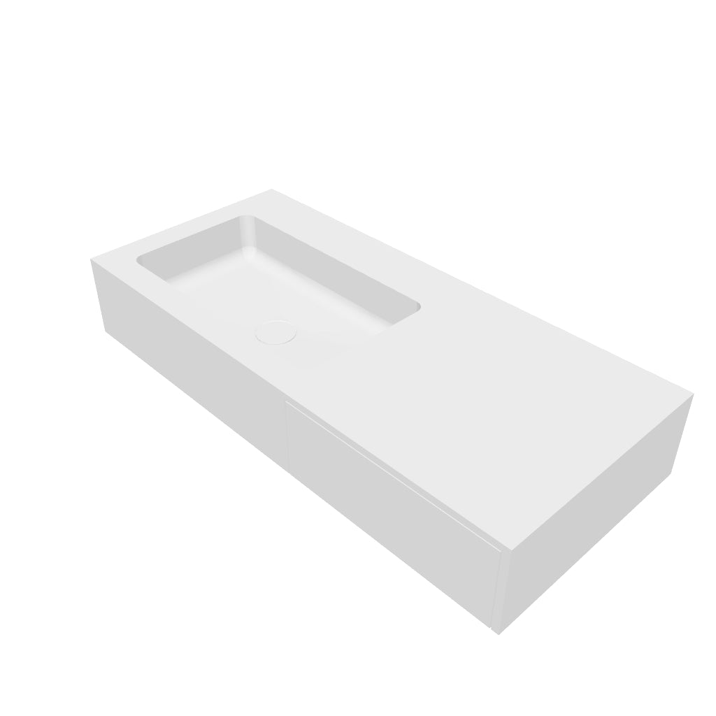 INFINITE | Vesta WM 90L with Drawer | Wall Mount Washbasin | INFINITE Solid Surfaces