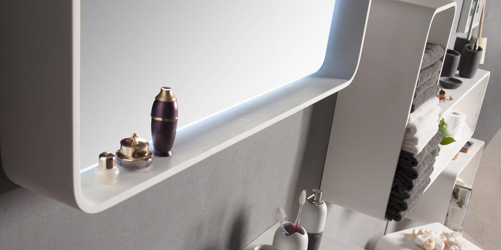 INFINITE | CIRQUE Mirror Shelf 150 | INFINITE Solid Surfaces